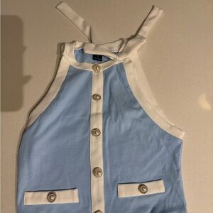 Stylish Blue and White Halter Top
